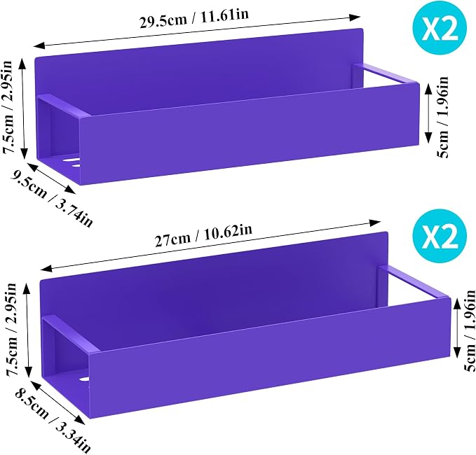 HuggieGems 4 Pack Magnetic Spice Storage Rack Organizer for Refrigerator and Oven, Purple Fridge Organizers and Storage | Magnetic Shelves Heavy Duty for Fridge in Kitchen, Seasoning Storage Organizer, For Oven Washer and Dryer, For Heavier Items - Image 7