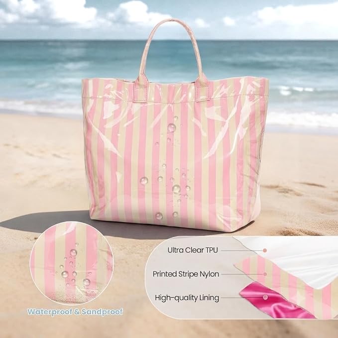 Lushandy PVC Tote Bag for Women Jelly Beach Bag Top Handle Hobo Handbag | Water-Resistant, Wipe Clean, Lightweight - Image 5