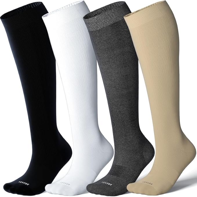 LEVSOX Viscose Made from Bamboo Compression Socks for Pregnant Women 20-30 mmHg Knee High Cute Mens Supports Socks for Travel by Levsox