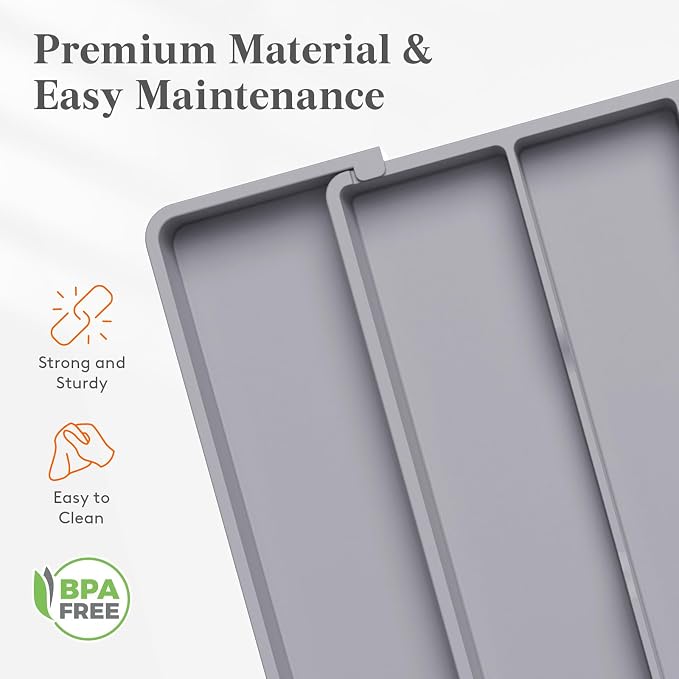 Lifewit Utensil Organizer for Kitchen Drawers, Expandable Utensil Tray | Adjustable Cooking Cutlery Silverware Flatware Holder, Plastic Spatula Tools Storage Divider, 11-18 x 14", Gray - Image 6