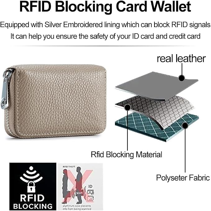 RFID Credit Card Holder Genuine Leather Credit Card Wallet with Zipper | RFID - Image 4