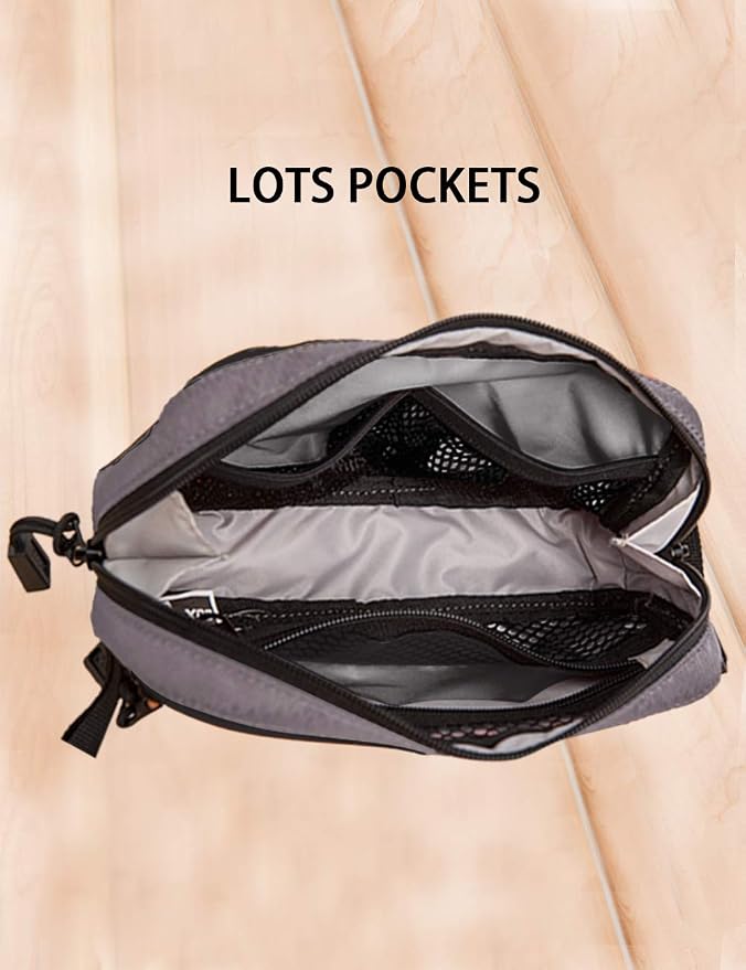 GOX Travel Toiletry Bag for Men Small Toiletry Pouch Orange Dopp Kit Mens Nylon Shave Bag Boys Hanging Toiletry Travel Bag Mini(Grey) - Image 7