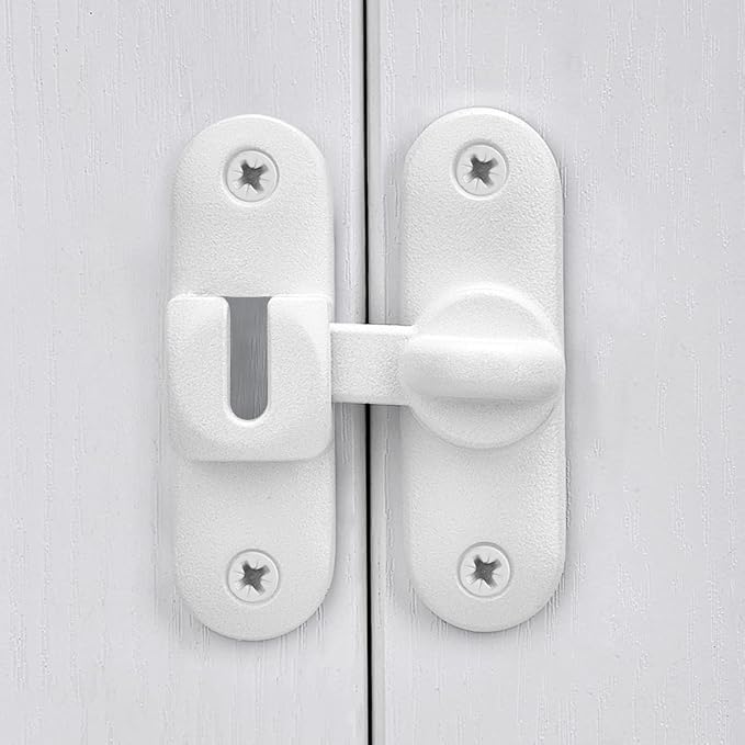 2 Pcs Matte White 90/180 Degree Sliding Door Latches,Zinc Alloy Flip Latch | Barn Door Latch,Cabinet Lock,Right Angle Door Lock,for bedroom,cabinet,drawer,Gardens,Wine Cabinet,garage,window,Pet Cage - Image 5