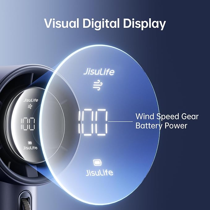 JISULIFE Handheld Fan Pro1S - Next-Gen Airflow: Up to 12H Runtime | Pearlescent ABS-Elegant Strength,1-100 Speed Scroll Wheel, 3600mAh-Portable Fan for Travel, Gifts for Women Men(Stellar Blue) - Image 3