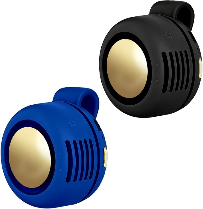 Portable Clip-On Fan, Mini USB Rechargeable 360° Rotatable Fan, Personal Fan 3-Speed Silent Mini Bladeless Fans (2 pack(Dark blue+Black)) by Ahuccf