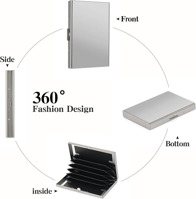 Stainless Steel Credit Card Wallet RFID Blocking Metal Case Pocket Business Card Holder for Women and Men - Image 6