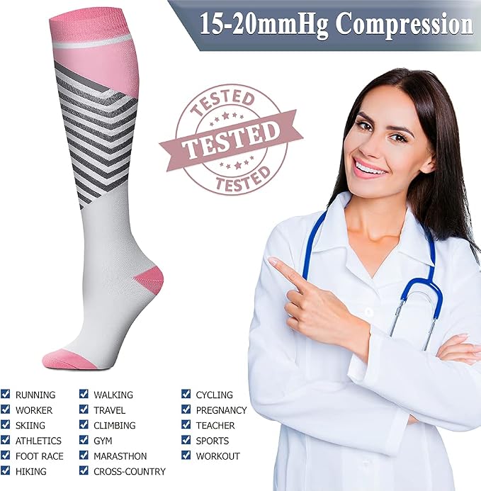 QUXIANG Copper Compression Socks for Women & Men Circulation (8 Pairs) - Best for Running Athletic Cycling - 15-20 mmHg - Image 5