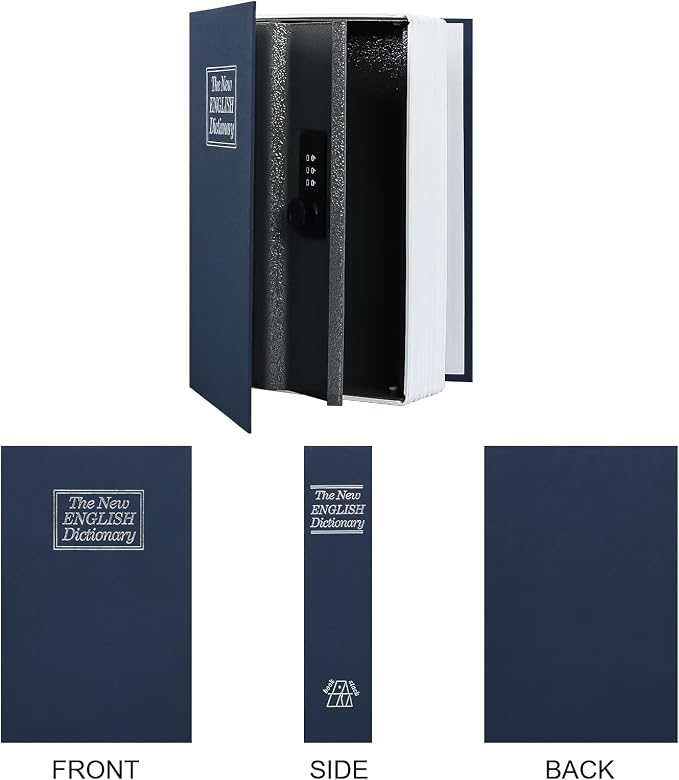KYODOLED Diversion Book Safe with Combination Lock, Secret Safe Metal Lock Box, Money Storage Collection Box,9.5" x 6.2" x 2.2" Navy Large - Image 5