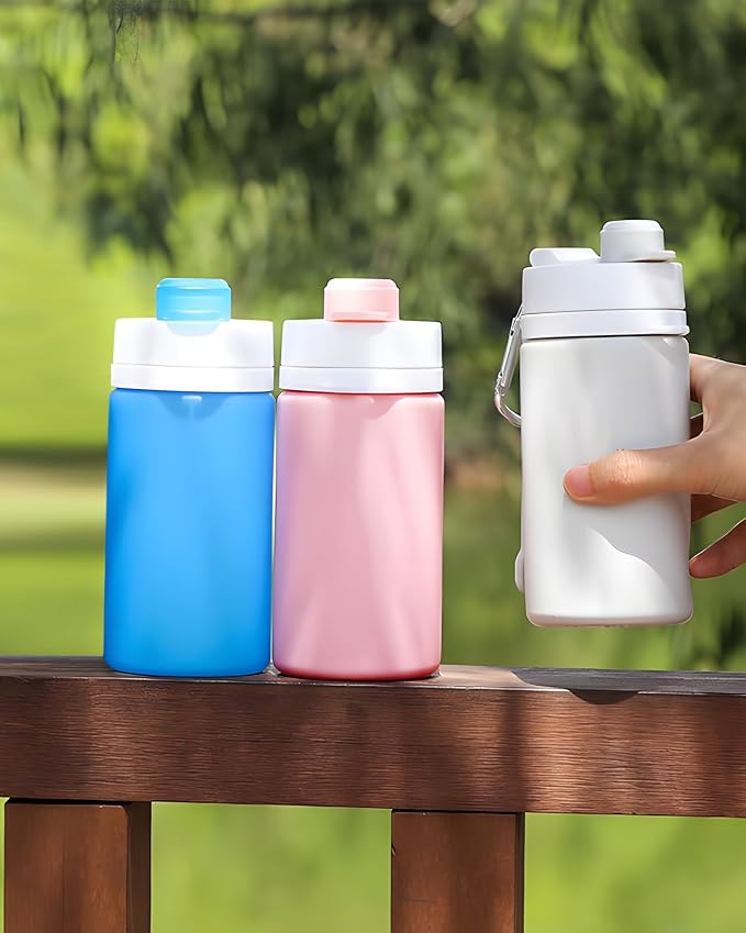 Collapsible Water Bottle, Portable Folding Bottle & Water Bottle with Clip for Backpack, Foldable Water Bottle BPA Free, Sport Bottle Water Squeeze Collapble Watterbottles (Gray) - Image 7