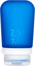 humangear GoToob+ (Medium) | Refillable Silicone Travel Bottle | Locking Lid | Food-Safe Material | Dark Blue, Medium (2.5 fl.oz.; 74ml) | Refillable & Leak-Proof Silicone Travel Size Bottles with Locking Cap for Toiletries, Camping & TSA Carry-On by humangear