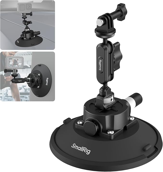 SMALLRIG 6" Suction Cup Mount with Ball Head Magic Arm, Camera Mount for DJI Osmo Action 6/5 Pro/4, for Insta360 x5, for Gopro 13/12, on Car Windshield or Window, Compatible with Action Cameras-5856 by SmallRig