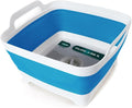 FOSJGO Collapsible Dish Basin with Drain Plug, Foldable Sink, 2.4 Gal (9L) | Space-Saving Wash Basin for Kitchen, Baby Bottles, Vegetable Washing, Camping, RV and Party Beverage Tubs by FOSJGO