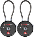 Forge Quality TSA Approved Luggage Locks for Travel Accessories, Suitcase, Pelican case, Ammo Boxes, Set Your own Combination, Zinc Alloy Body-Cable Black 2 Locks by Forge