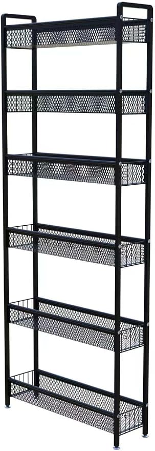 6in 6 Tier Slim Storage Cart with Wheels | Narrow Space Rolling Shelving Unit Organizer for Kitchen, Bathroom, Office - Image 2
