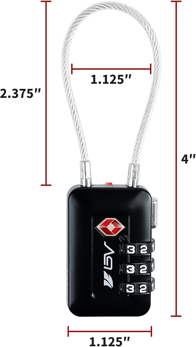 TSA Accepted Luggage Travel Lock, Set-Your-Own Combination Lock for School Gym Locker, Luggage Suitcase Baggage Locks, Filing Cabinets, Toolbox, Case (Black, 2 Pack) - Image 8