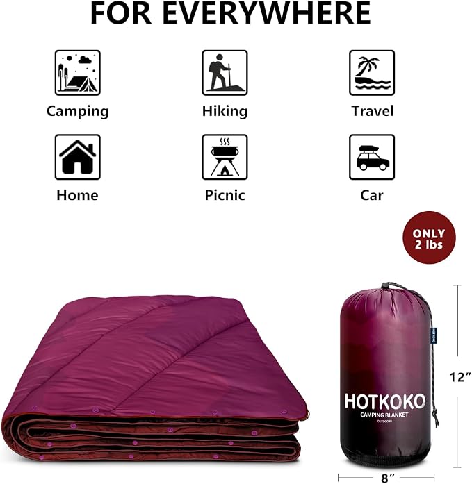 Puffy Camping Blanket,Large Camp Blanket Outdoor Camping Quilt Waterproof | Lightweight Printed Warm Packable Down Alternative Blanket for Camping,Traveling, Stadium, Hiking, Picnics - Image 5