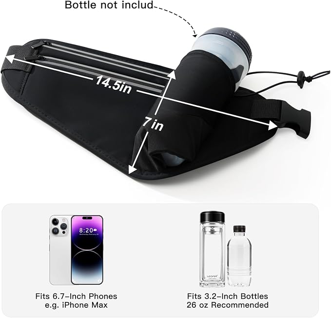 Slim Running Belt for Women Men,Runners Fanny Pack Phone Holder,Money Belt,Running Gear Accessories,with 3 Pockets (Light Black) - Image 2