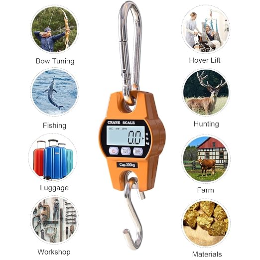 Fuzion Hanging Scale 660LB - Heavy Duty Crane Scale with Aluminum Body | Stainless Steel Hook, Hold/Tare Function, Large Display, Digital Hanging Scales for Weighing Animals, Hays, Fish, Luggage - Image 2