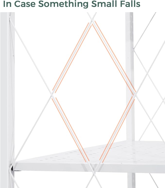 DEANIC 5-Shelf Folding Bookcase with Wheels, Rolling Bookshelf Heavy Duty Storage Shelves, Freestanding Metal Wire Shelving Unit for Living Room, Office, Kitchen, Basement, Pantry (White) - Image 8