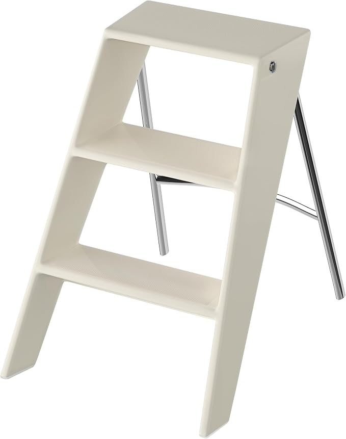 HOTEAGLE Modern Folding Chair - Multifunctional Design Doubles as Step Stool & Storage Shelf, Sturdy Engineering Plastic for Kitchen, Dining & Bistro,White - Image 3