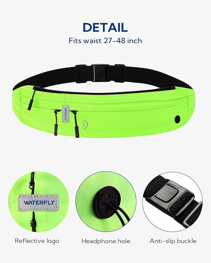 WATERFLY Running Belt Fanny Pack:Phone Holder Belt for Men Women | Lightweight, Soft and breathable fabric,SBS zipper, adjustable waist belt, Zero bounce, Suitable for running workout Fitness - Image 5
