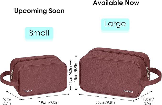 Narwey Travel Toiletry Bag for Women Traveling Dopp Kit Travel Bag for Toiletries Cosmetic Bag Makeup Bag Medicine Bag for Traveling (Jujube Red) - Image 4