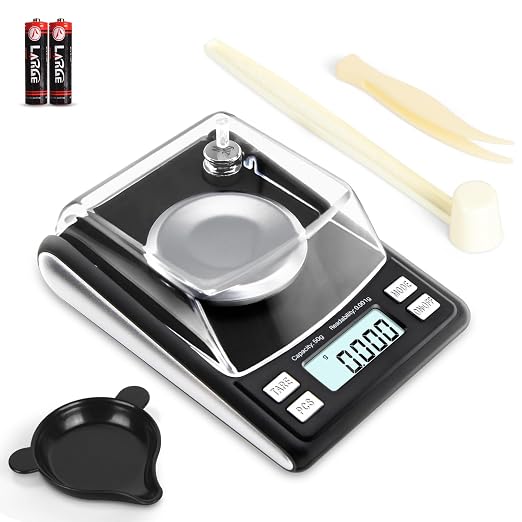 Fuzion Milligram Scale 50g/0.001g, Powder Scale with 6 Accessories | Includes Calibration Weights, Mg Scale for Powder, Supplement, Jewelry, Capsule Filling, Reloading by Fuzion%C2%AE