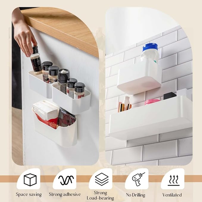 4 Pack Adhesive Cabinet Door Organizer, Lid Organizer Wall Mounted Pantry Door Organizer Bin Holder for Lid Wall Organizer for Kitchen RV Bathroom (Classic,Same Size) - Image 6