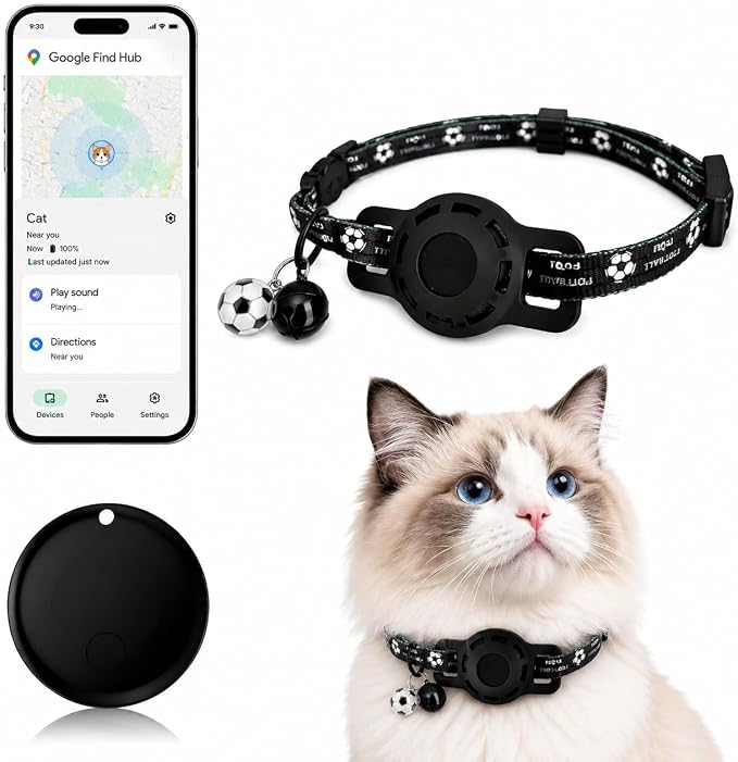 GPS Collar for Cats,Pet Tracker (Android Only) Smart tag,Waterproof Compatible with Google Find My,No Monthly Fee,Advanced Tracking Solution Smart Collar for Pet Safety Ideal Small Large Cats by MDTZULIK