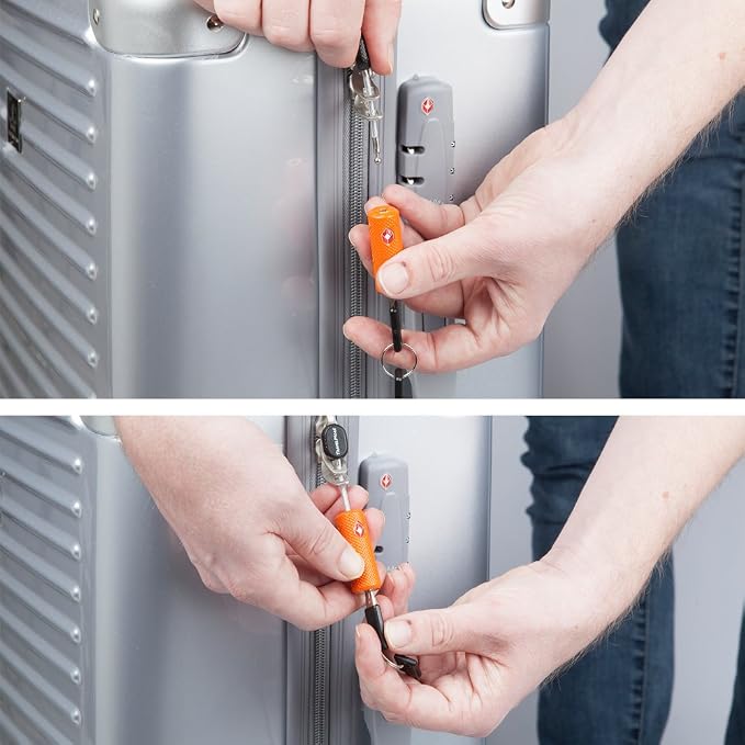 TSA Approved Locks for Luggage with Keys, Secure Travel Locks | Durable, Flexible Cable, Zinc Alloy Body, Easy to Use, Compact, for Suitcases, Backpacks, Cases, Zippers, 2-Pack, Orange - Image 6