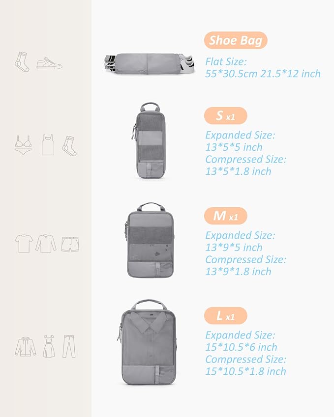BAGSMART Compression Packing Cubes for Travel Essentials | 14 Set /6 Set /4 Set/2 Set, Lightweight, Durable - Image 2