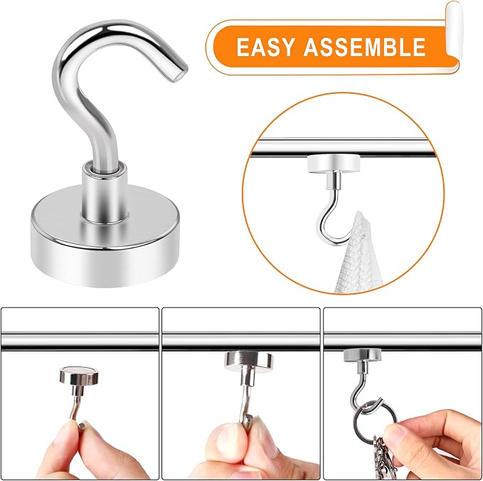Magnetic Hooks Heavy Duty 30Lbs Neodymium Magnets with Hook | 10Pcs Strong Cruise Hooks for Hanging Magnetic Hanger for Grill Refrigerator Toolbox Storage - Image 5