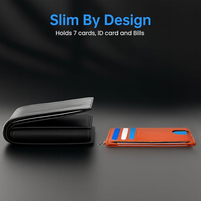 Mayski Slim Wallet, Credit Card Holder for Women, Minimalist Front Pocket RFID Blocking Card Cases, Small Wallet Women Men(Lichee Orange) - Image 9