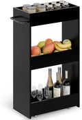 MARTY Slim Rolling Storage Cart 7.9" W Laundry Cart with Wheels,Wood, Black | Narrow Utility Cart Between Washer and Dryer, 3 Tier Mobile Shelving Unit for Kitchen, Laundry, Bathroom, Office, Living Room by MARTY