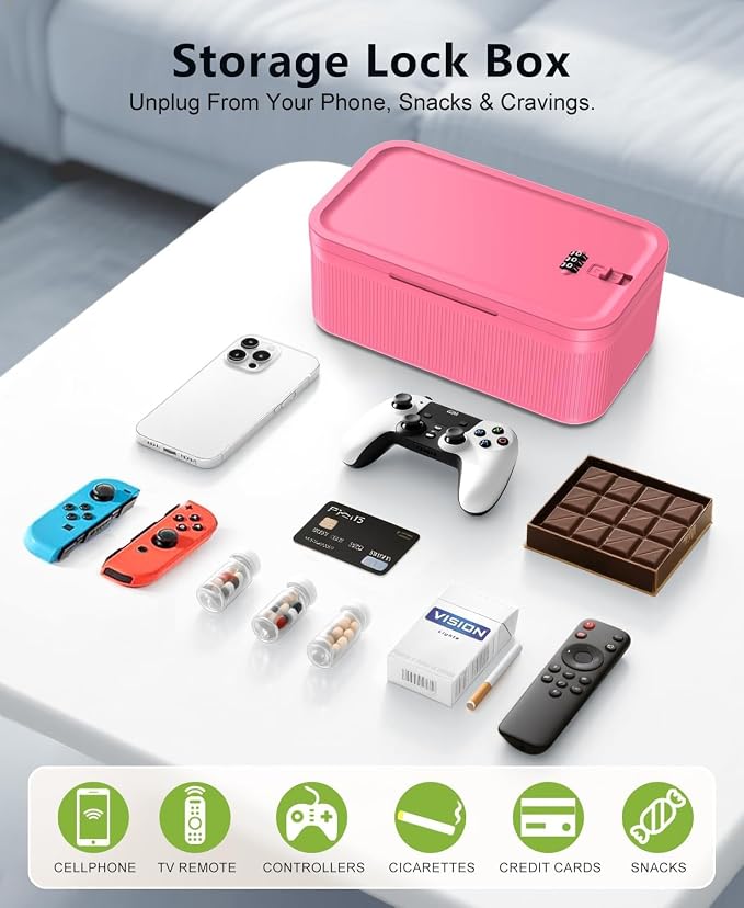 Lockable Storage Box with Combination Code - Secure Medicine Safe box, Phone Jail & Snack Container for Refrigerator, Home, Office, Travel - Durable Multi-Purpose Lock Box (Berry) - Image 2