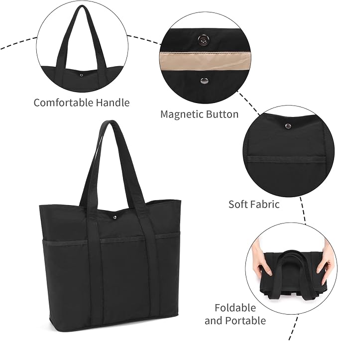 Corduroy Tote Bag for Women Crossbody Bags Lightweight Handbags Shoulder Bag with Zipper Pockets for Work Shopping - Image 6