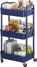Sywhitta 3-Tier Plastic Rolling Utility Cart with Wheels for Storage,Blue | Multi-Functional Storage Trolley, for Office, Living Room, Kitchen, Bathroom,Movable Organizer,Space-Saving,Easy to assemble by haseverythingyouneed