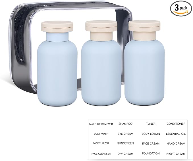 ASEVAT 3.4 oz Plastic Squeeze Bottle for Lotion, Plastic Empty Shampoo Conditioner Container, Plastic Travel Size Toiletries Bottles for Shampoo, Lotion, Cream and Liquids (3 Pcs) by ASEVAT
