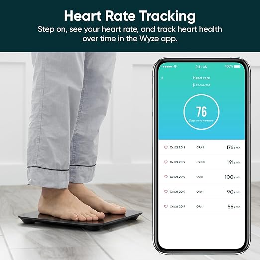 Wyze Smart Bathroom Scale & Body Analyzer, Bluetooth, 400 lbs, Black | Tracks 12 metrics, Crisp LED Display, Sync with Fitness Apps, Heart Rate Tracking, Auto-Recognition & Sharing - Image 6