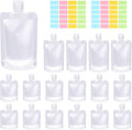 Swpeet 24 Pack 3 Sizes 30ML 50ML 100ML Travel Pouches with Label Paper Assortment Kit, Empty Squeeze Pouches TSA Approved Stand Up Pouch for Toiletry, Portable Travel Fluid Makeup Packing Bag by Swpeet