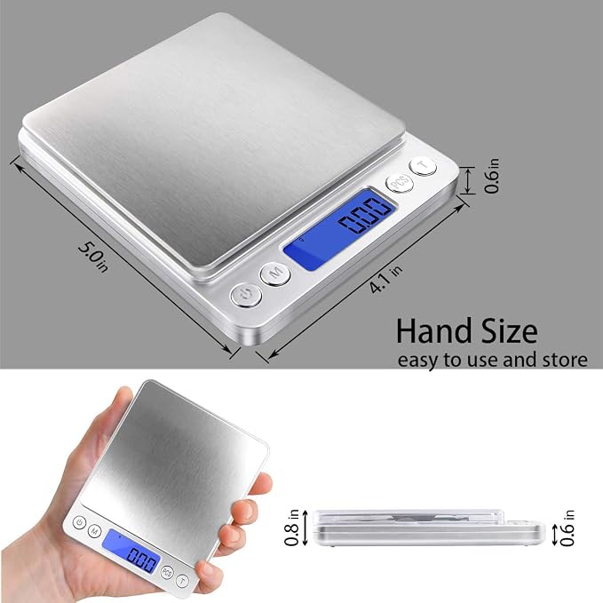 Fuzion Digital Gram Scale .01 Gram Accuracy, 500g Small Jewelry Scale | Small Kitchen Food Scale with 2 Trays for Herb, Powder, Coffee, Gold, Coin - Weight Gram and Oz - Image 4