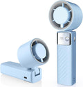 YOSHENMO Portable Handheld Turbo Fan - Foldable Mini Fan with Air Turbo Tech, 1-199 Speed Adjustment, 20H Runtime, LED Display, Battery-Powered for Indoor/Outdoor Use Light Blue by YoShenMo