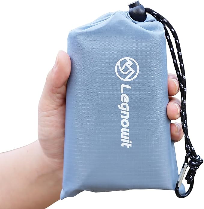 Pocket Blanket, Compact Blanket for Picnic, Beach, Festival | Sandproof, Waterproof, Stakes & Carabiner Included, Packable Lightweight Tarp for Camping, Hiking, Backpacking, Travel by Legowitoutdoor