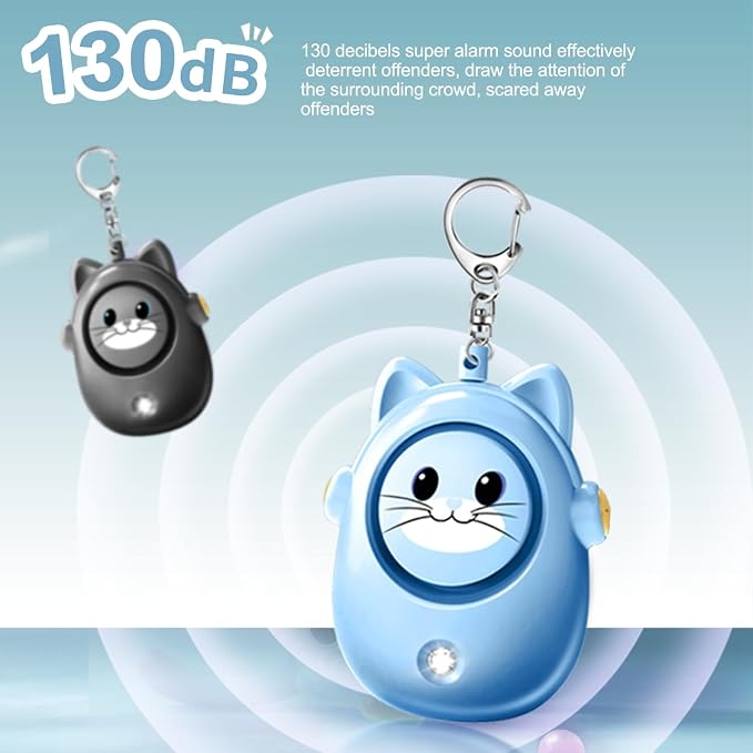 Personal Alarms for Women – 130dB Loud Siren, Safety Keychain with LED Light, Cute Cat Design Security Device for Women, Children, Elderly - Image 7