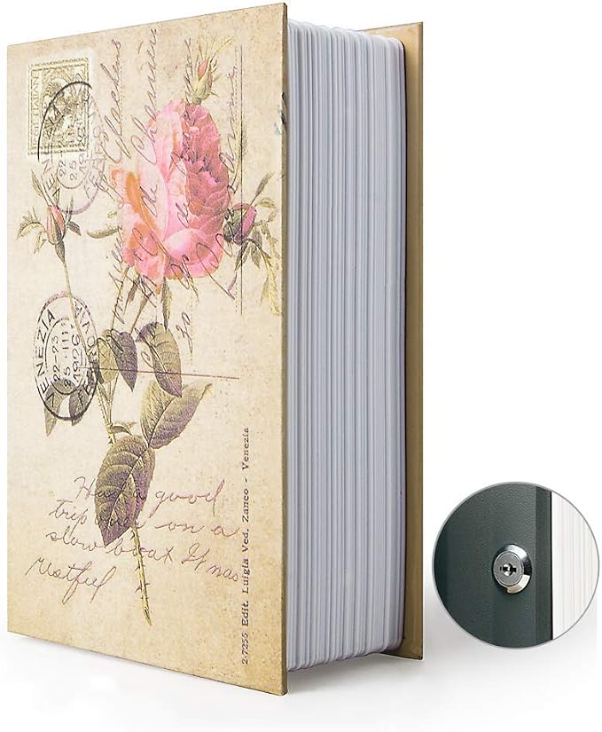 Small Sized Diversion Book Safe Storage Box, Dictionary Secret Safe Can with Security Combination Lock/Key, Diversion Book Hidden Safe (Key, Rose) by PACOLO