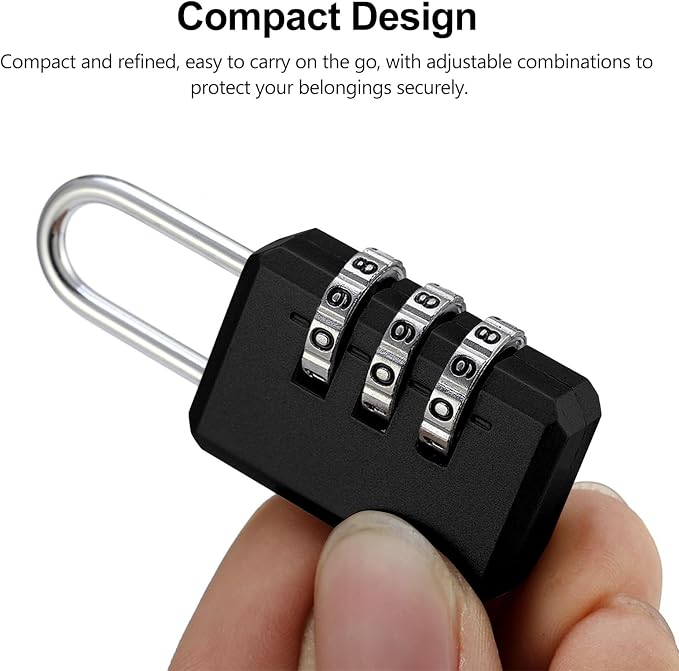 2-Pack Customizable Black Luggage Locks – Set Your Own Combination, Secure Travel Padlocks for Suitcases, Backpacks, and Bags - Image 5