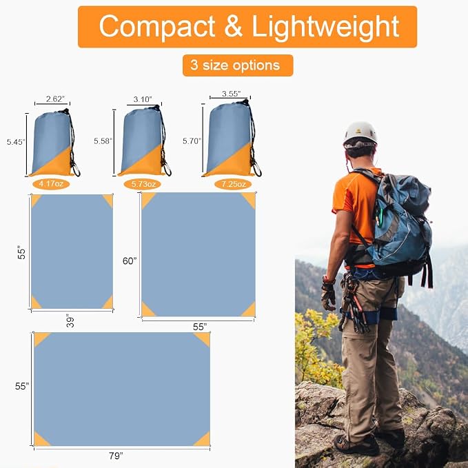 Orga'Neat Pocket Picnic Blanket, Compact Lightweight Tarp for Camping | Foldable, Easy to Carry, Water Resistant Sandproof Washable Quick Dry Mat for Beach, Festival, Travel, Outdoor Recreation - Image 3