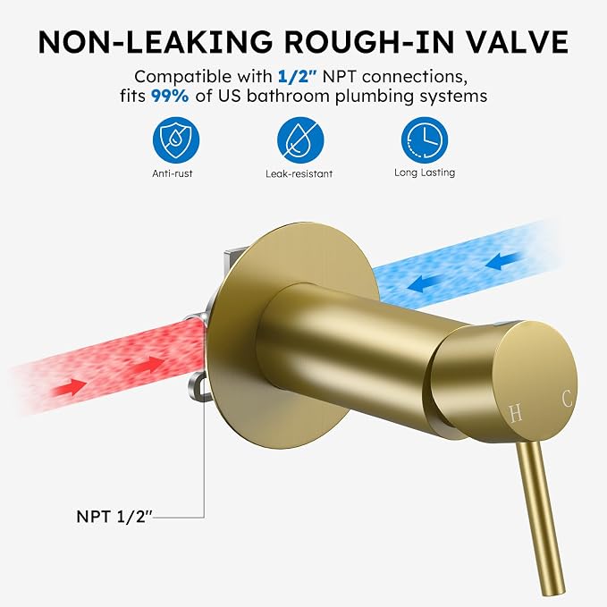 Arofa Built-in Hot and Cold Bidet Sprayer, Warm Water Bidet, Brushed Gold | Wall-Mounted Design, Dual Control Modes, Leak-Free Bidet Hose, Feminine/Baby/Pet Wash, Cloth Clean & Rinse, Stainless Steel - Image 3