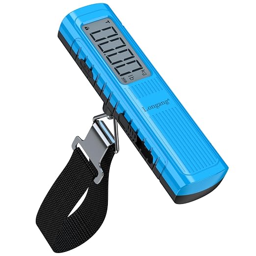 Battery-Free Digital Luggage Scale, 110lbs/50kg Portable Handheld Hanging Scale for Luggages, Suitcases, Backpacks & Bags, Easy Weighing for Travel, No Need Batteries (Blue) by Longang
