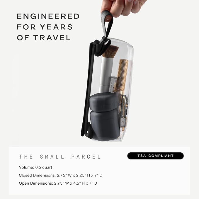 Cadence Parcel - Clear Travel Kit with Zipperless Magnetic Closure - Ink, Small - Durable, Leak-Resistant and TSA Approved Toiletry Bag - Modular Organization - Recycled TPU (.5 Qt) - Image 5